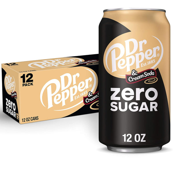 DR Pepper Zero Sugar Soda - Cream | 12 Pack