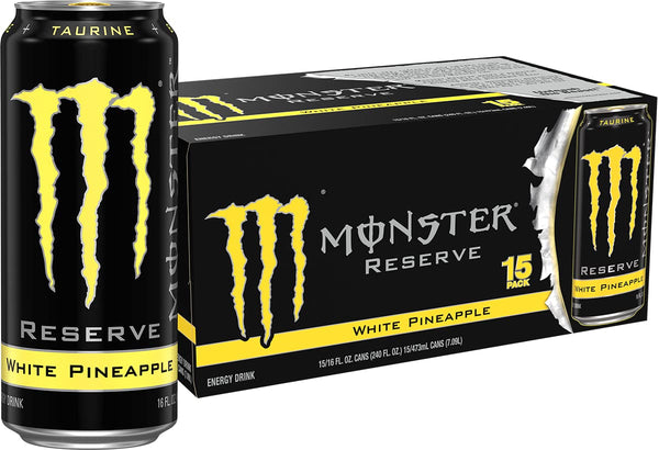 Monster Energy Reserve White Pineapple, Energy Drink, 16oz (15 Pack)