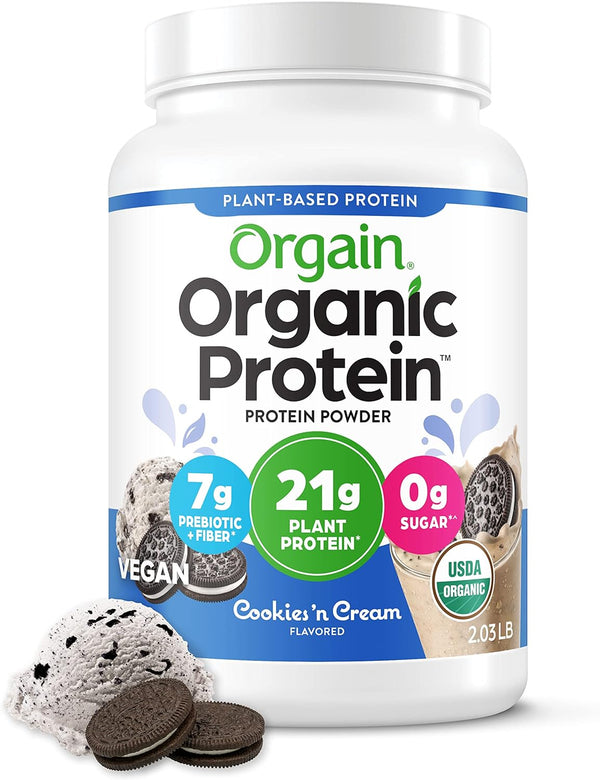 Orgain Organic Vegan Protein Powder, Cookies and Cream 21g, 2.03lb