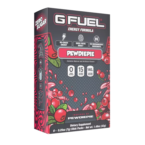 G Fuel Energy Powder, Pewdiepie Flavor, 6 Stick, 0.25oz