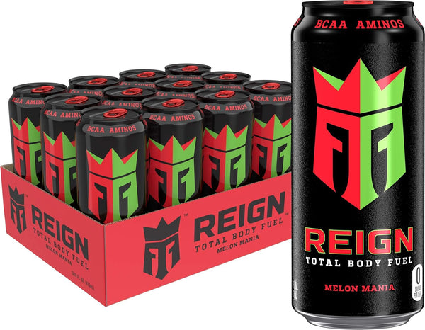 Reign Total Body Fuel, Melon Mania, Fitness & Performance Drink, 16oz (12 Pack)