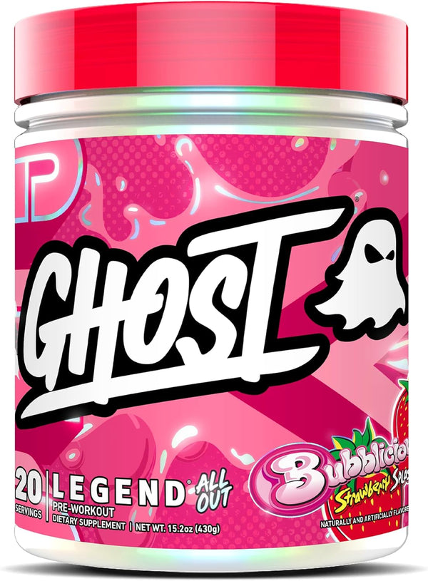 GHOST Legend All Out Pre-Workout, Bubblicious Strawberry Splash, 20 Servings