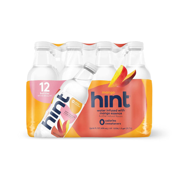 Hint Water Mango, 16oz Bottles, Zero Sugar, (12 Pack)