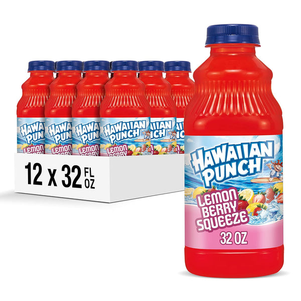 Hawaiian Punch Lemon Berry Squeeze, 32oz bottle (Pack of 12)