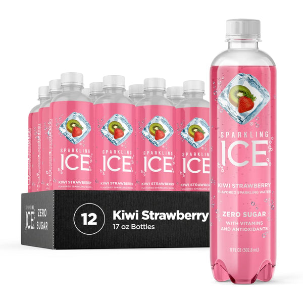 Sparkling Ice, Kiwi Strawberry Sparkling Water, Zero Sugar Flavored Water, 17oz (12 Pack)