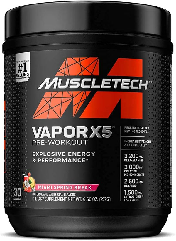 MuscleTech Vapor X5 Pre-Workout Miami Spring Break (30 Servings)