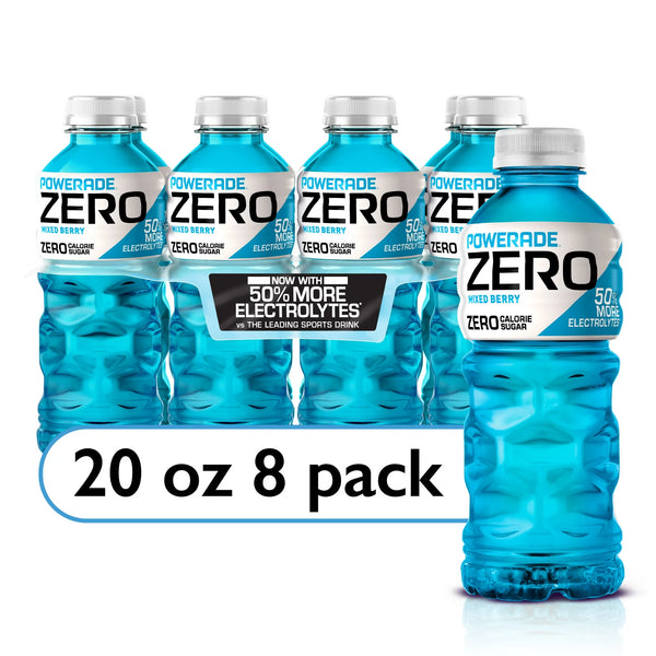 POWERADE Electrolyte Zero Sugar Mixed Berry Sport Drink, 20oz, 8 Pack