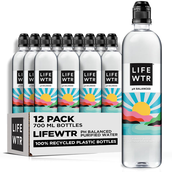 LIFEWTR Premium Purified Water, pH Balanced with Electrolytes, 23.7 Fl Oz 700 mL(12 pack)