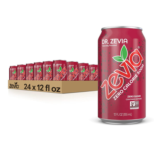 Zevia Zero Calorie Soda, Dr. Zevia, 12oz Cans (24 Pack)