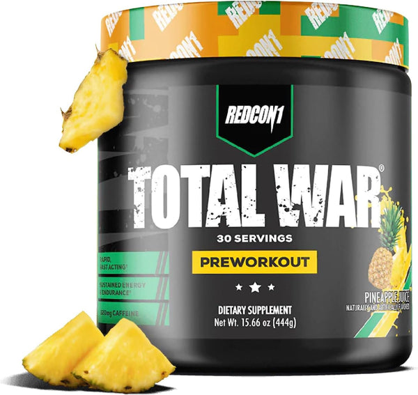 REDCON1 Total War Preworkout - Contains 320mg of Caffeine from Green Tea, (Pineapple Juice, 30 Servings)