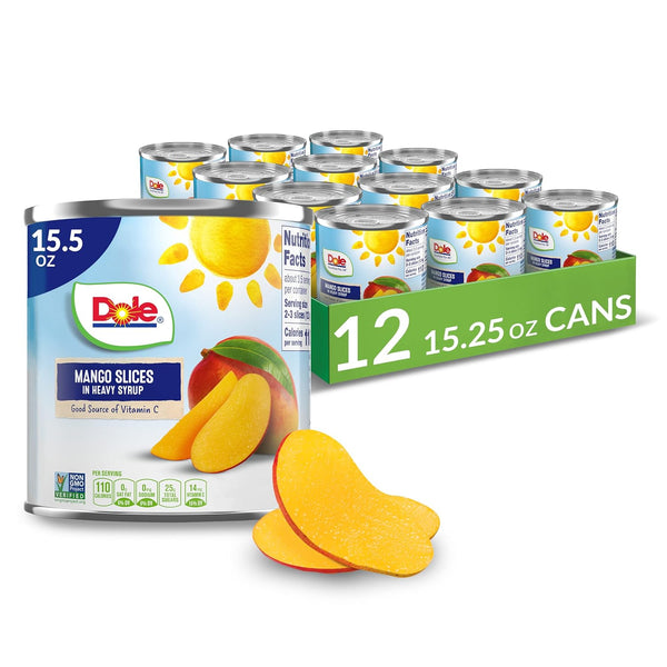 Dole Canned Fruit, Mango Slices in Heavy Syrup, 15.5oz (12 pack)