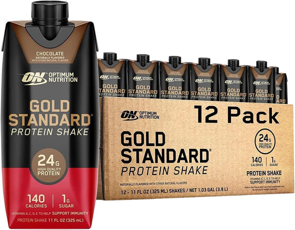 Optimum Nutrition Gold Standard Protein, Ready to Drink Shake, Chocolate, 4-12 Pack