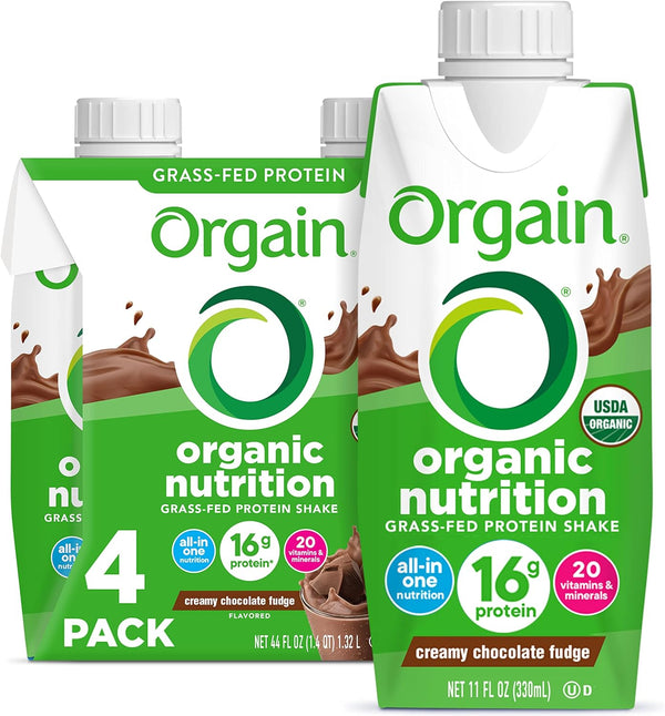 Orgain Organic Protein Shake, Creamy Chocolate 16g, 11 Fl Oz Pack of 4-12 Ct