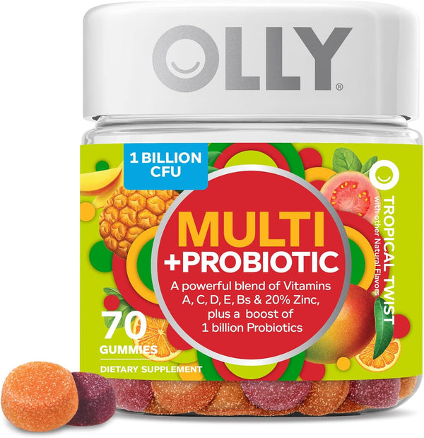 Olly Multi + Probiotic Adult Multivitamin Gummy, Chewable Supplement, 70 Count