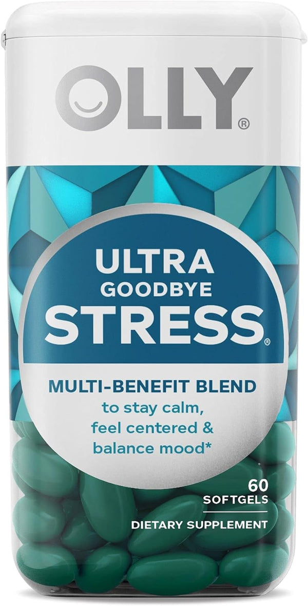 OLLY Ultra Strength Goodbye Stress Softgels, Stress Relief Supplement 60 Count