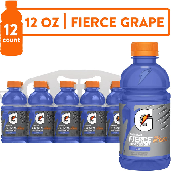 Gatorade Fierce Thirst Quencher, Grape, 12oz, 12-24 Pack