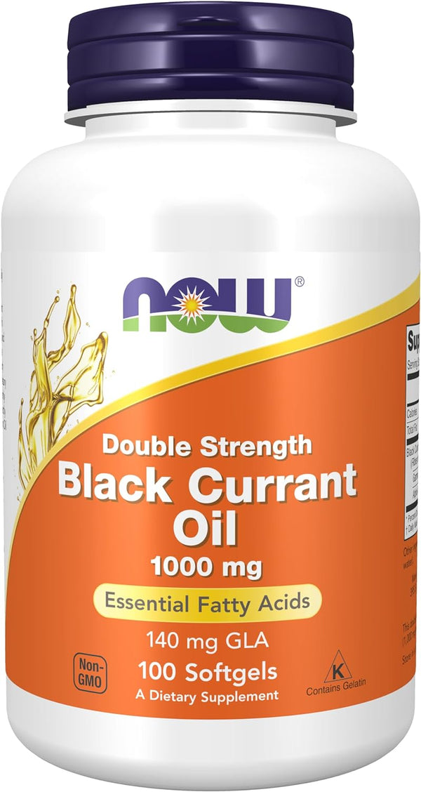 Now Foods Double Strength Black Currant Oil Dietary Supplement, 1000 mg, 100 Softgels (1-2 pack)