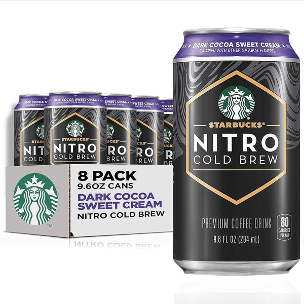 Starbucks Nitro Cold Brew, Dark Cocoa Sweet Cream Premium Coffee Drink, 9.6oz (8 Pack)