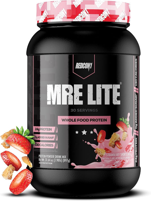 REDCON1 MRE Lite Whole Food Protein Powder, Strawberry Shortcake (30 Servings)