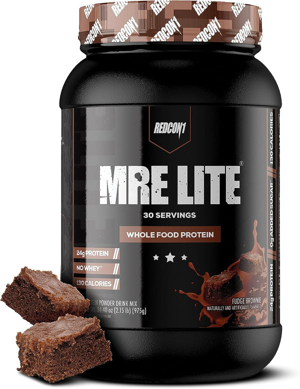 REDCON1 MRE Lite Whole Food Protein Powder, Fudge Brownie (30 Servings)