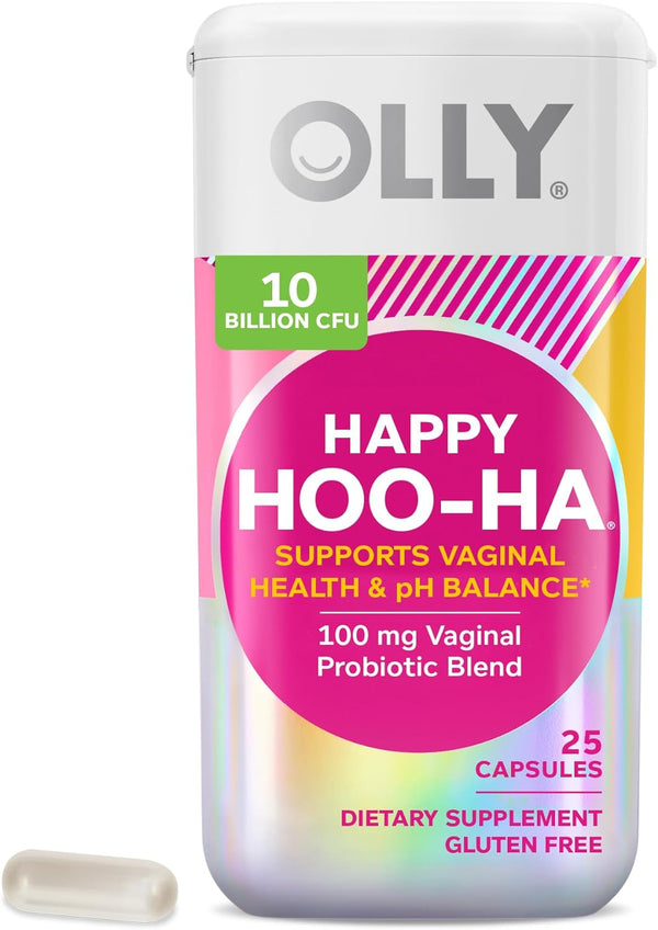 OLLY Happy Hoo-Ha Capsules, Probiotic for Women, 25 Count