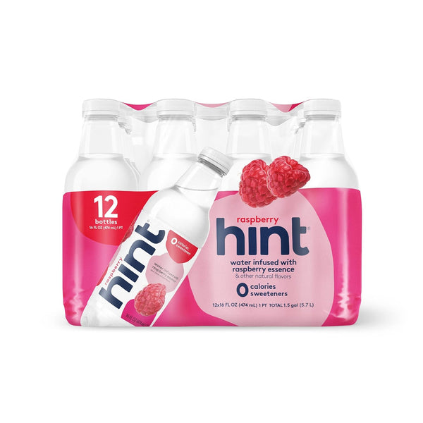 Hint Water Raspberry, 16oz Bottles, Zero Sugar, (12 Pack)