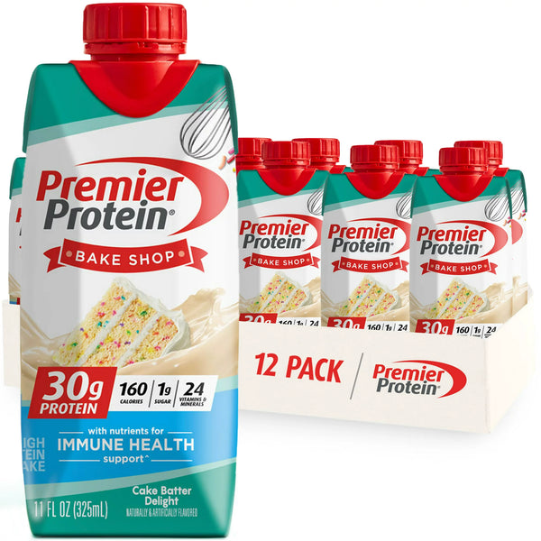 Premier Protein Shake, Cake Batter Delight, 30g Protein, 11oz (4-12 Pack)