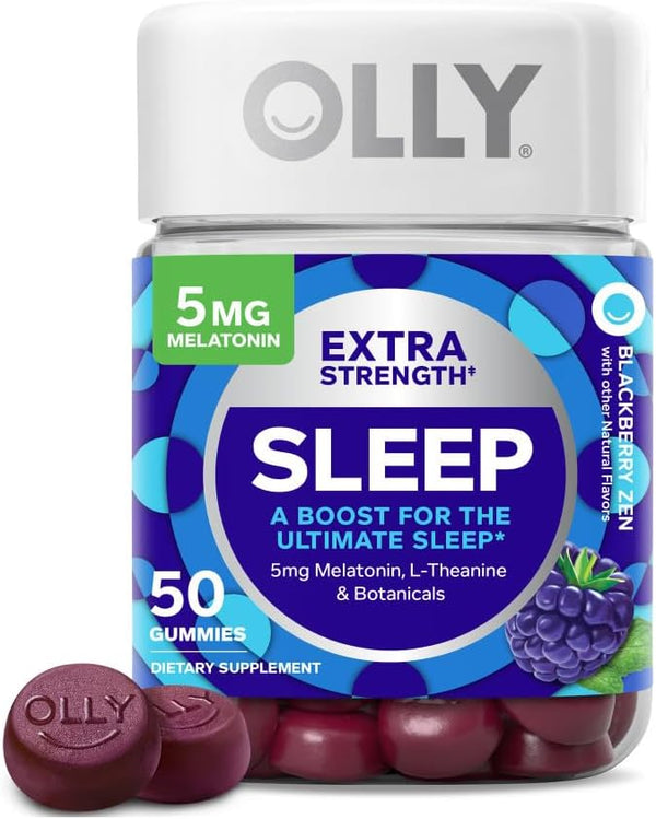 OLLY Extra Strength Sleep Gummy, Sleep Aid, Blackberry, 50-120 Count