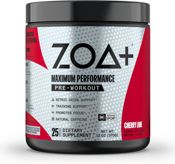 ZOA+ Zero Sugar Pre Workout Powder Cherry Lime - 25 Servings