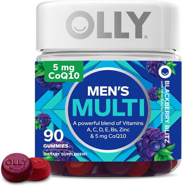 OLLY Men's Multivitamin Gummy, Adult Vitamin, Blackberry, 90-120 Count