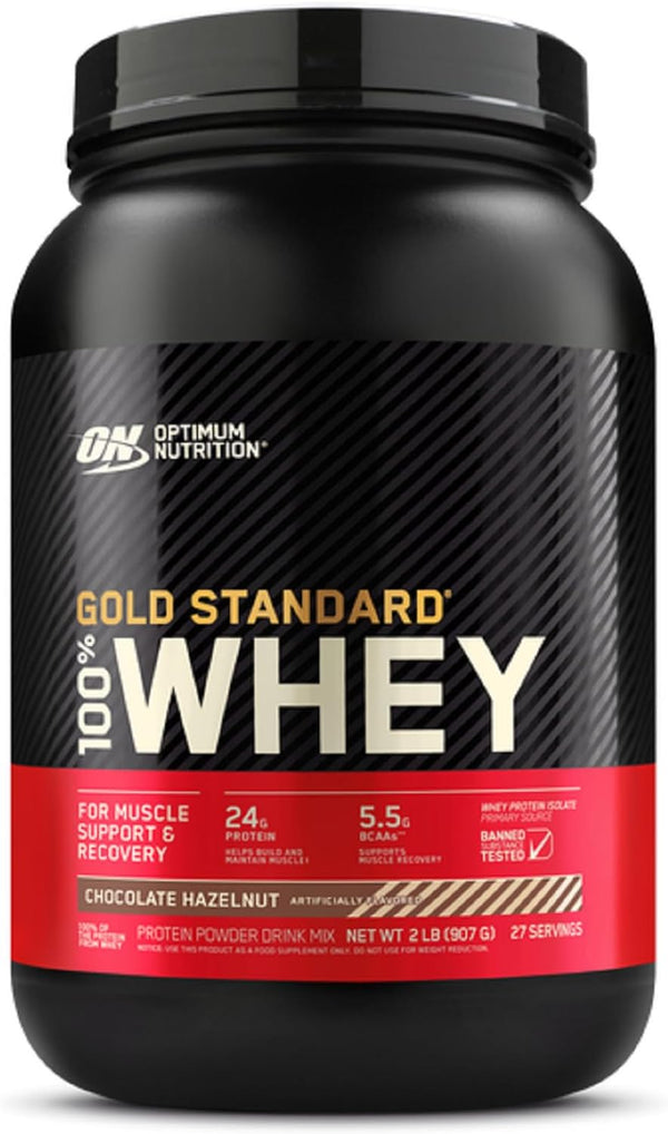 Optimum Nutrition Gold Standard Whey Protein Powder, Chocolate Hazelnut, 2 Pound