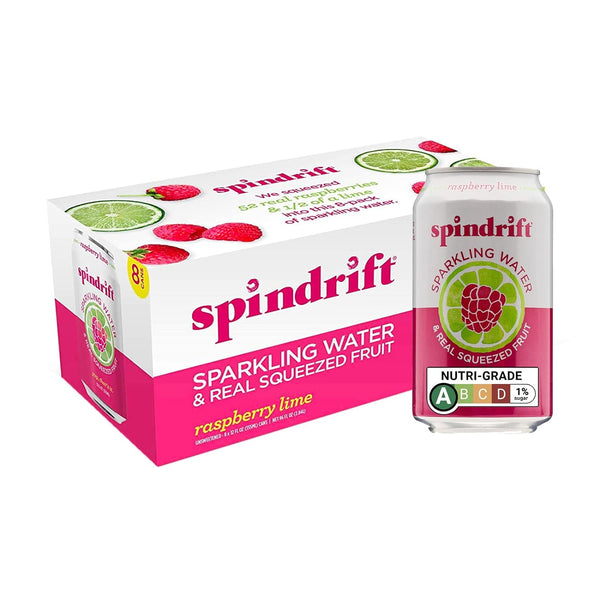 Spindrift Raspberry Lime Sparkling Water, 12oz, (8-24 Pack)