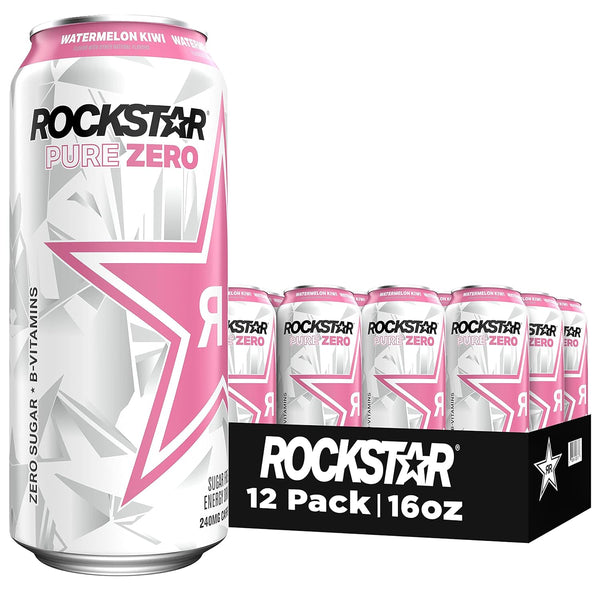 Rockstar Pure Zero Energy Drink - Watermelon Kiwi |12 Pack