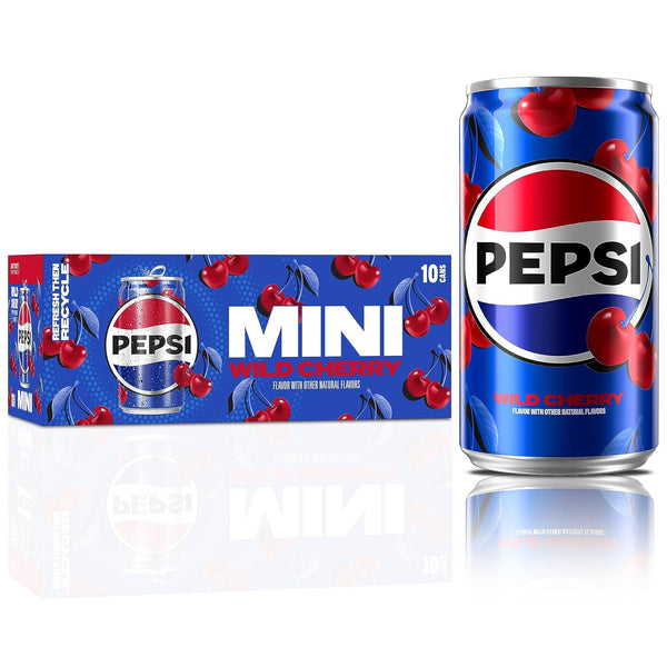 Pepsi Wild Cherry Soda Mini Cans, 7.5 Ounce Mini Cans (10 Pack)