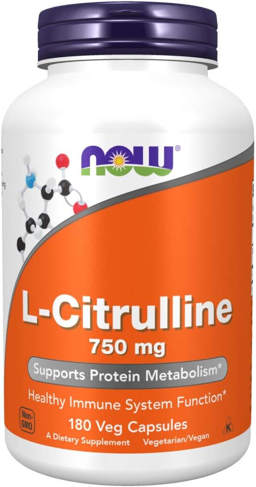 NOW Supplements, L-Citrulline 750 mg, Supports Protein Metabolism, Amino Acid, 90-180 Veg Capsules