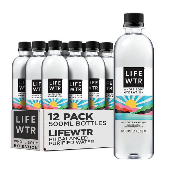 LIFEWTR Premium Purified Water pH Balanced with Electrolytes, 16.9 Fl Oz Bottles, 500ml (12 pack)