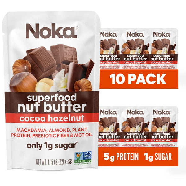 Noka Superfood Nut Butter Pouches, Cocoa Hazelnut, 1.15oz (10 Pack)