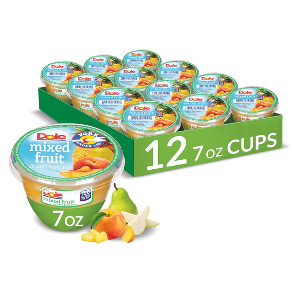 Dole Fruit Bowls Mixed Fruit in 100% Juice Snacks, 7oz (12 pack)