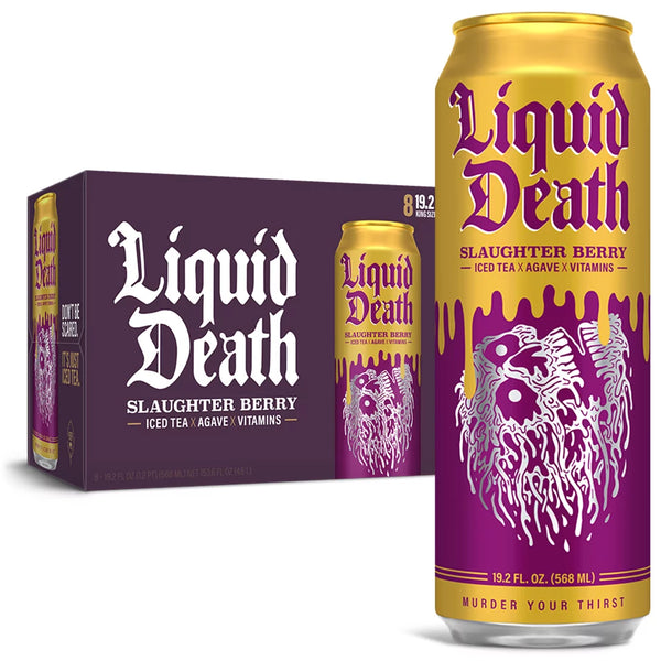 Liquid Death Iced Tea, Slaughter Berry 19.2oz. King Sized Cans (8 Pack)