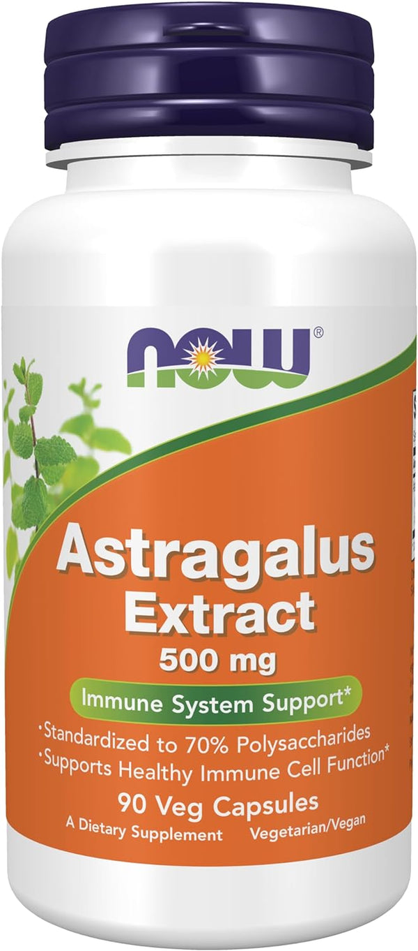 NOW Immune Support Supplements, Astragalus Extract 500 mg, 90 Veg Capsules