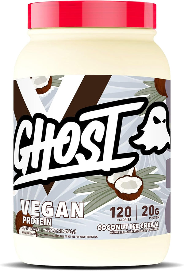 GHOST Vegan Protein Powder, Coconut Ice Cream - 2LB