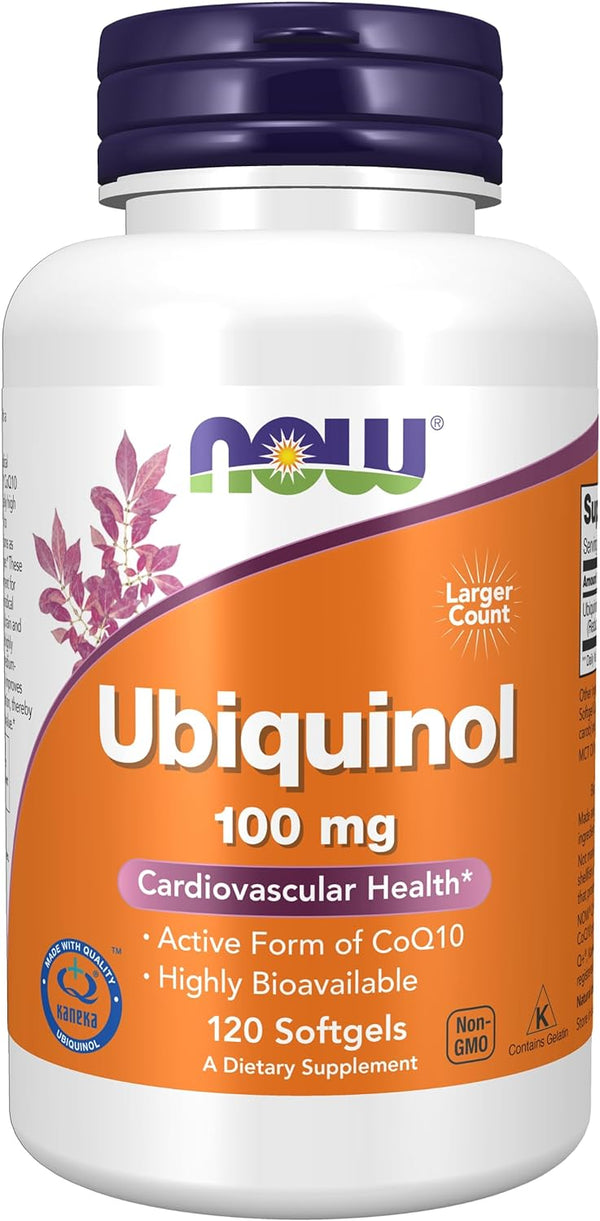 NOW Supplements, Ubiquinol 100 mg, High Bioavailability (the Active Form of CoQ10), 60-120 Softgels