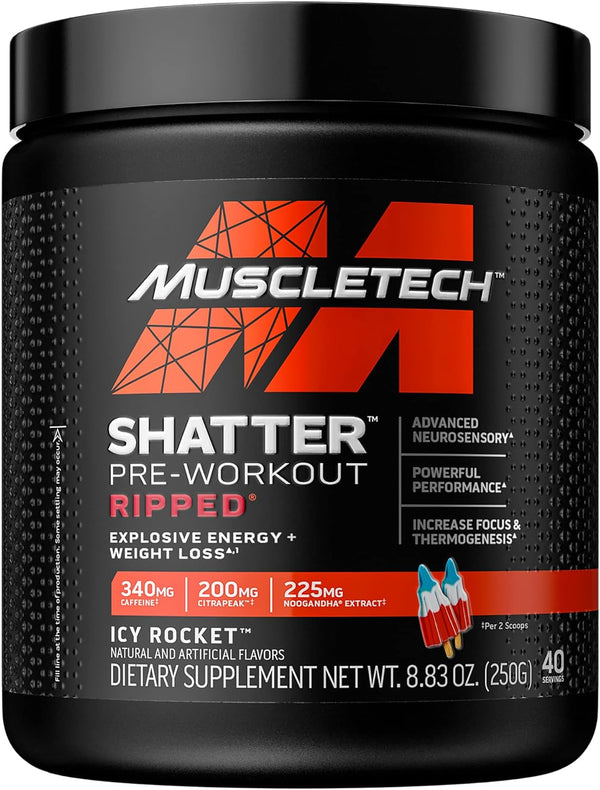 MuscleTech Shatter Pre-Workout, ICY Rocket (20 Servings)