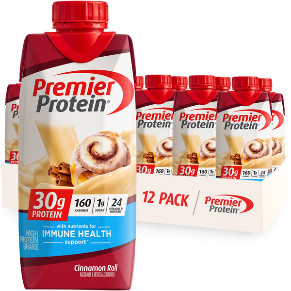 Premier Protein Shake, Cinnamon Roll, 30g Protein, 11oz (4-12 Pack)