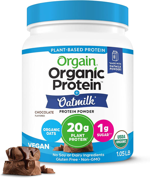 Orgain Organic Vegan Protein Powder, Chocolate 20g Plant Based Protein with Milk , 1.05lb