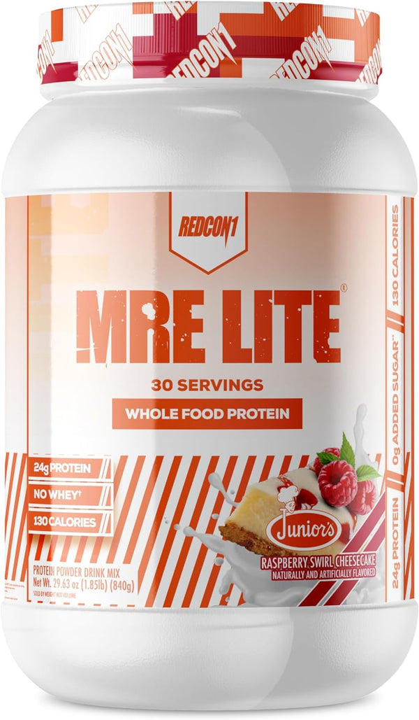 REDCON1 MRE Lite Whole Food Protein Powder, Juniors, Raspberry Swirl Cheesecake (30 Servings)