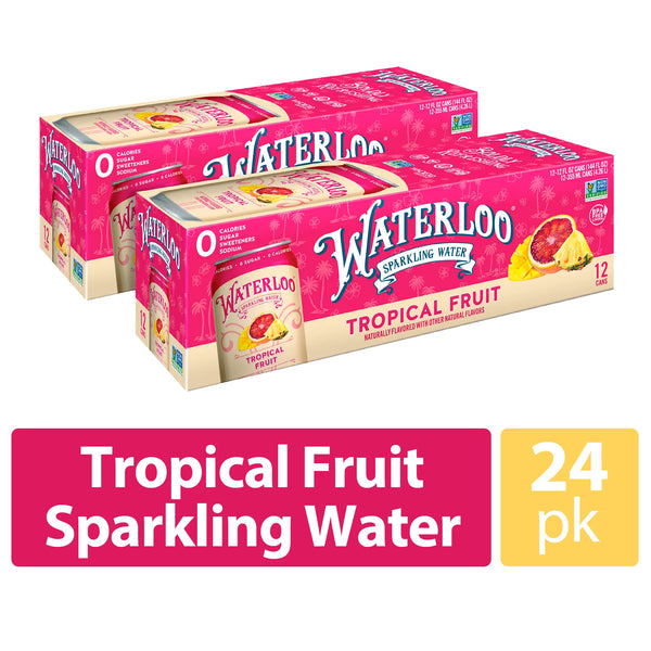 Waterloo Sparkling Water, Tropical Fruit, 12 fl oz, 24 Pack