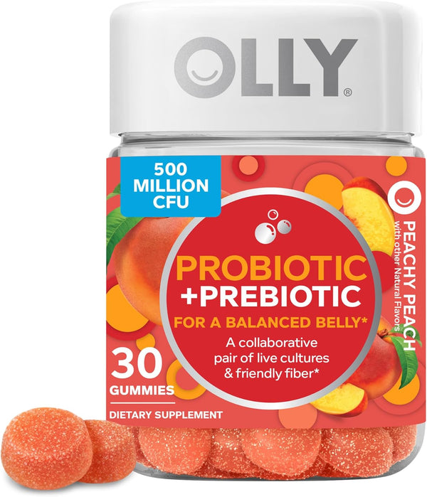 OLLY Probiotic + Prebiotic Gummy, Digestive Support and Gut Health, 30 Count