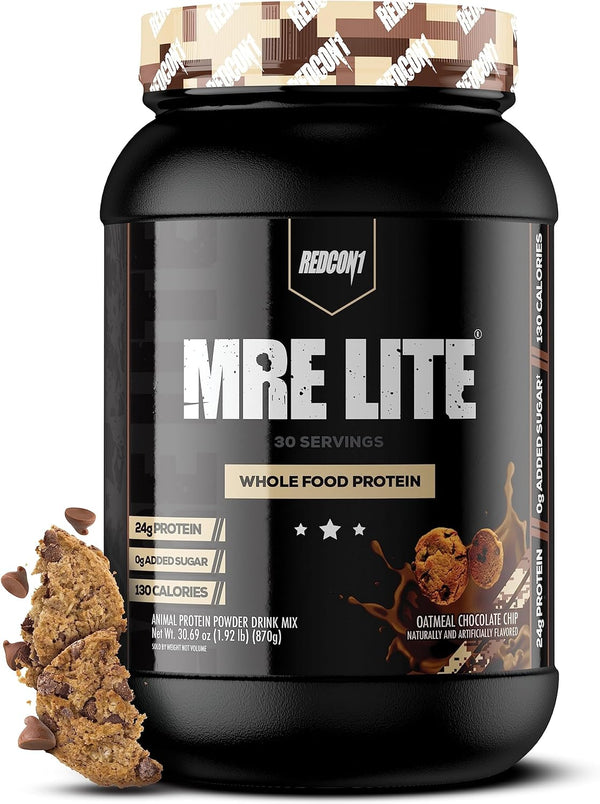 REDCON1 MRE Lite Whole Food Protein Powder, Oatmeal Chocolate Chip - (30 Servings)