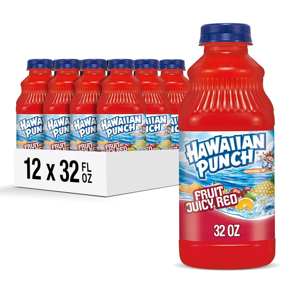 Hawaiian Punch Fruit Juicy Red, 32oz bottle (12 Pack)